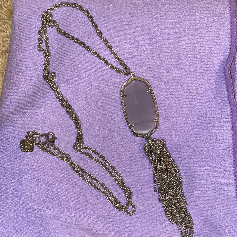 Kendra Scott silver dangle necklace.